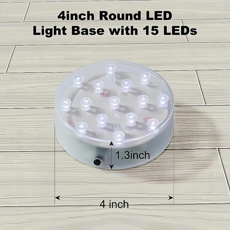 Simplelight4you Store Simplelight 4 Inch Round LED Light Base- Perfect for Glass Art, Ideal Led Display for Vases, Centerpieces (4inch LED Vase Base Light, White) - Image 3