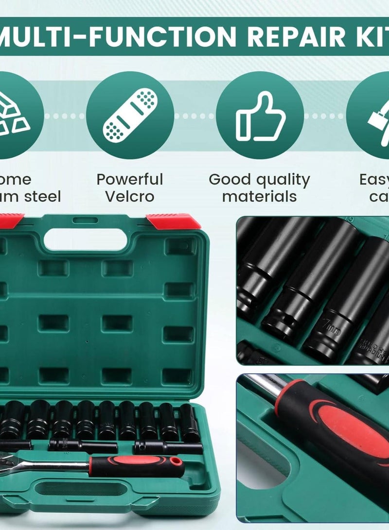 GGOOT Extender Ratchet Torque Socket Hexagonal Extension Sleeve Auto Repair Hardware Toolbox Socket Wrench Set  - Image 2