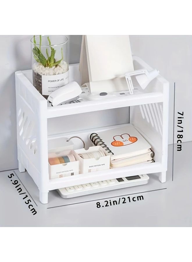 White Desktop Double Layer Cosmetic Storage Rack For Kitchen Dining Table Organizer - Image 3