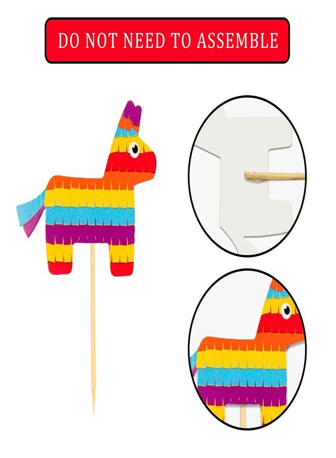 BCHOCKS 36 Pcs Fiesta Cupcake Topper Mexican Theme Cake Decoration for Mexican Themed Cactus Donkey Taco Pepper Sombrero Mustache Party Decorations - Image 2