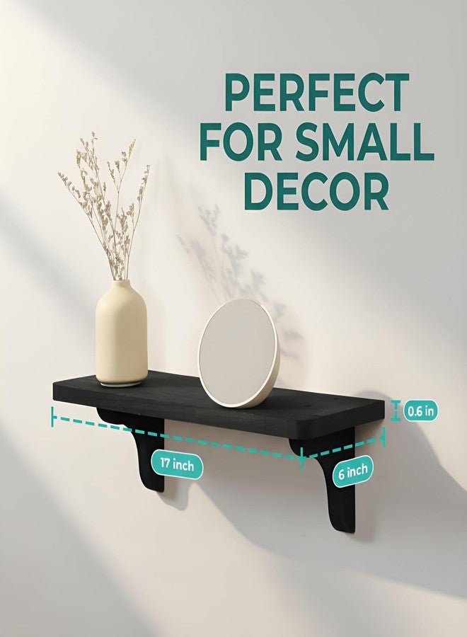 Willowy Real Wood Black Wall Shelves - 17 inch (2 Pack) - Easy to Install, Template and Video Included - Black Wall Shelving, Black Shelves for Bedroom, Shelves for Wall Decor - Image 4