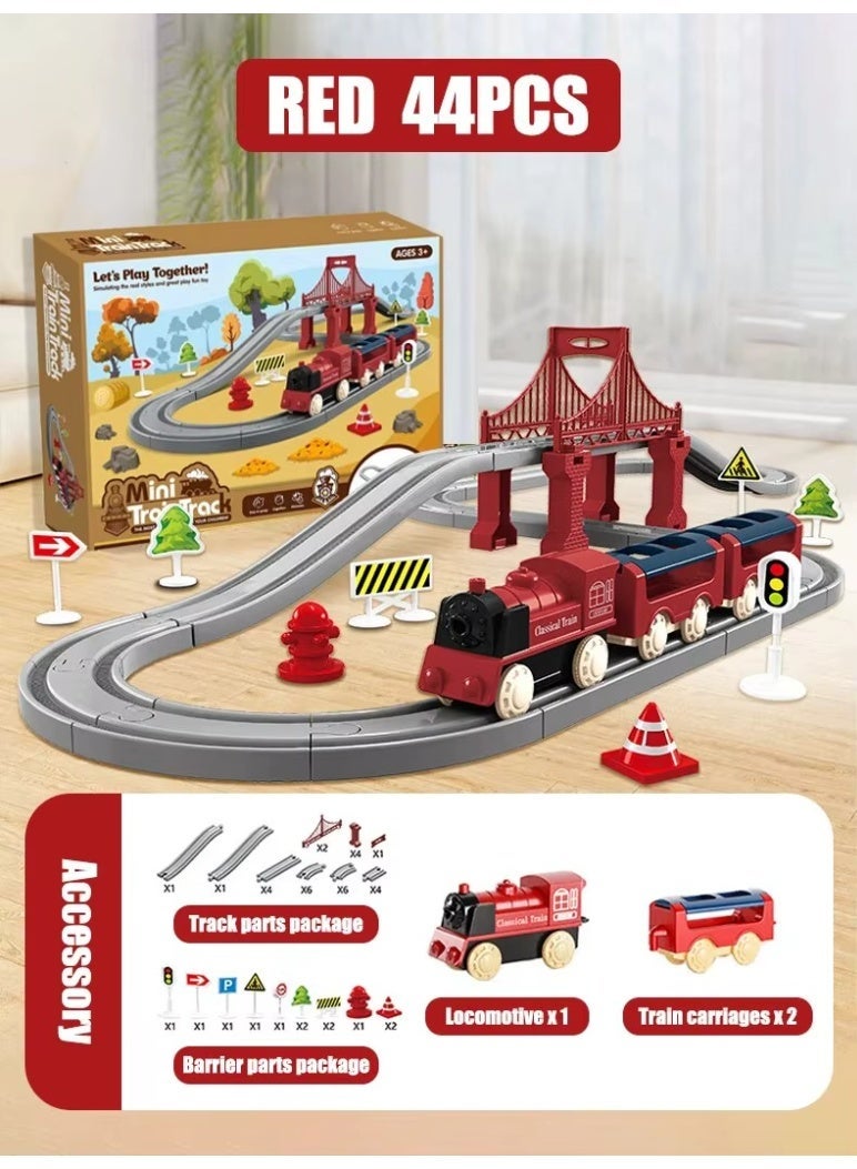 يونيكبيبي طقم قطار كهربائي مع مسار بطول 90 سم، لعبة قطار تجميع للأطفال، 44 قطعة تتضمن جسور وأنفاق وعلامات مرور، قطار بمغناطيس ومسار قابل للتركيب، لعبة قطار عالية السرعة للأطفال من سن 3 سنوات - Image 3