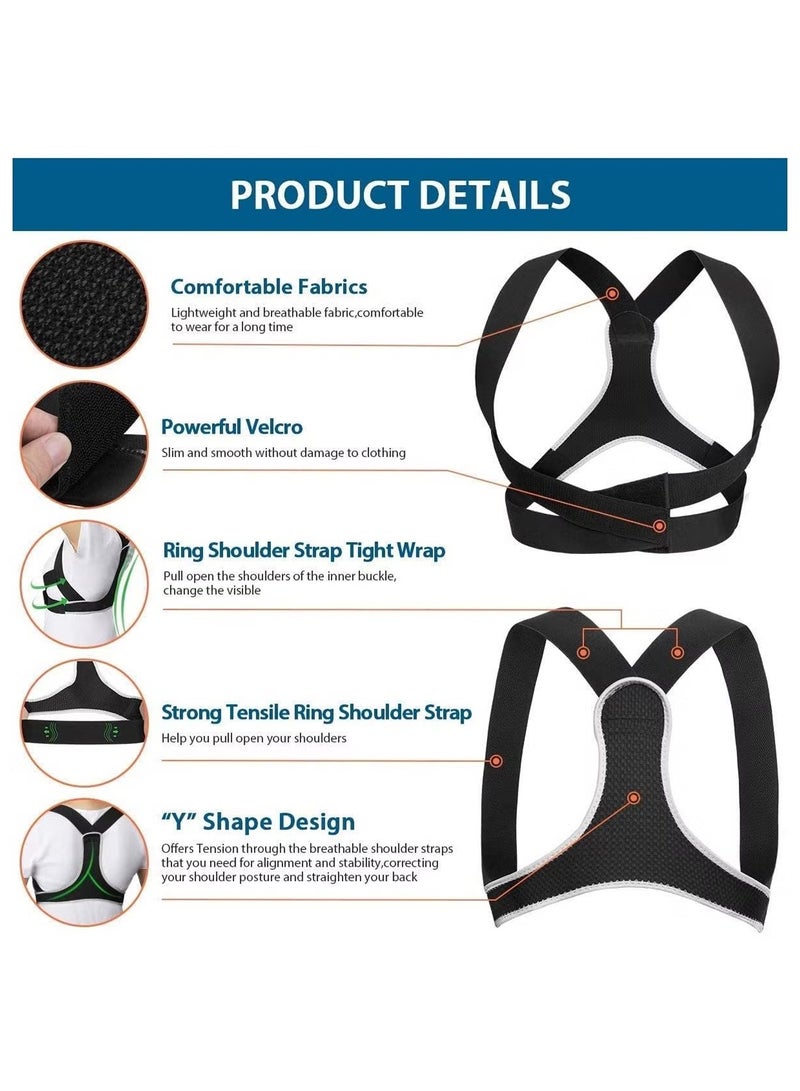 Posture Corrector for Women Men,Ultra Thin Light Upper Back Support Brace for Clavicle,Neck,Back Shoulder Pain Relief,New Invisible Correction Hunchback Adjustable Sitting Posture Corrector (M) - Image 2
