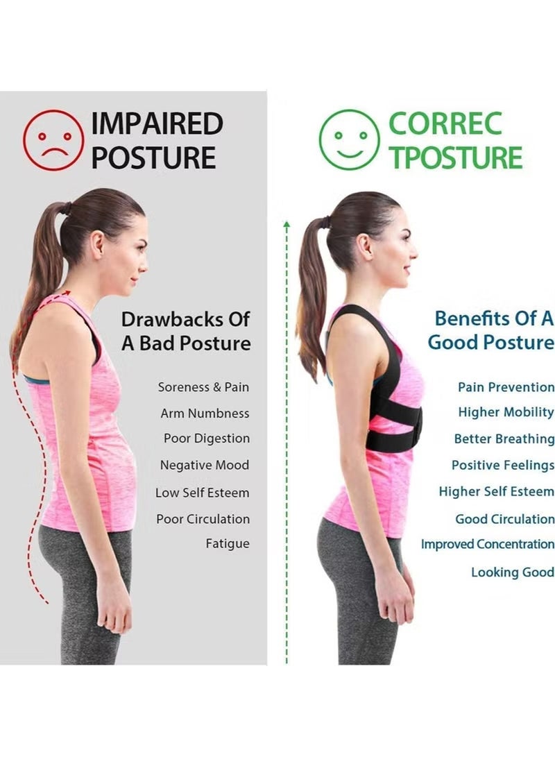 Posture Corrector for Women Men,Ultra Thin Light Upper Back Support Brace for Clavicle,Neck,Back Shoulder Pain Relief,New Invisible Correction Hunchback Adjustable Sitting Posture Corrector (M) - Image 3