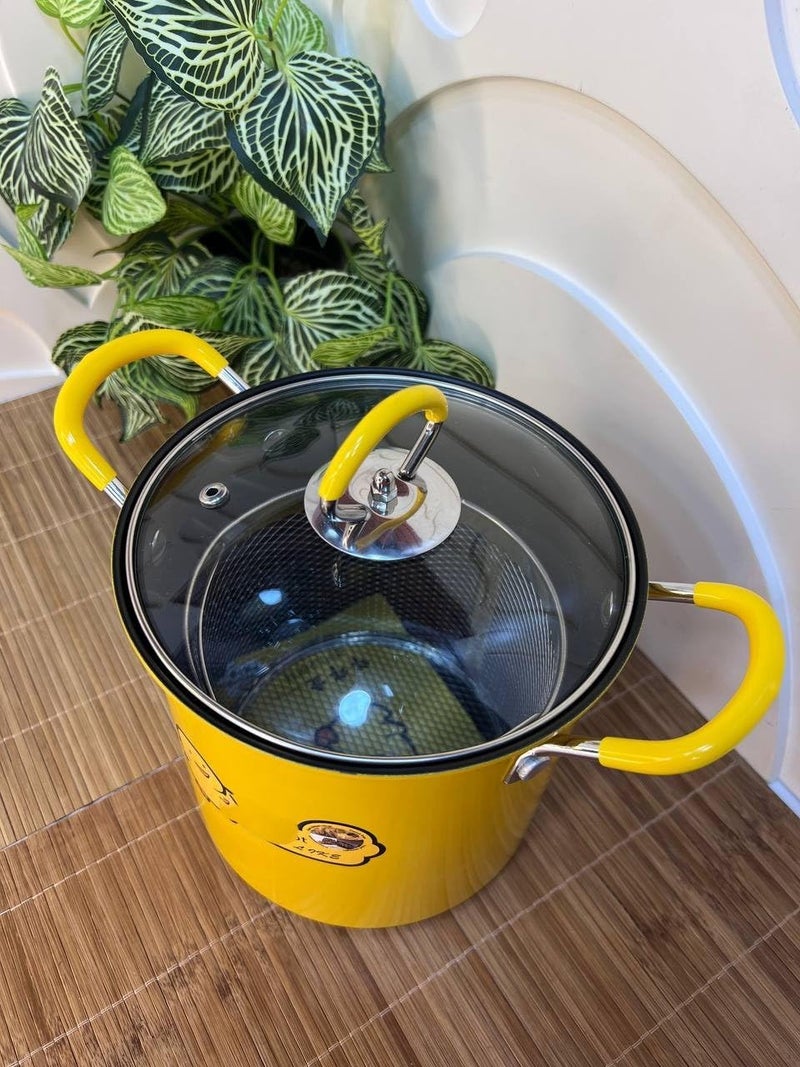 3L Non-Stick Deep Frying Pan – with Stainless Steel Strainer and Heat-Resistant Glass Lid – Frying without Oil Splashes – Suitable for Potatoes and Chicken - Image 2