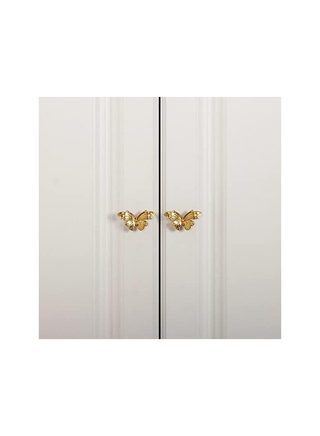 S-TOP 2 Pack Gold Cabinet Knobs,Brass Hardware for Dresser Drawer,Butterfly Designed Knobs and Pulls - Image 2