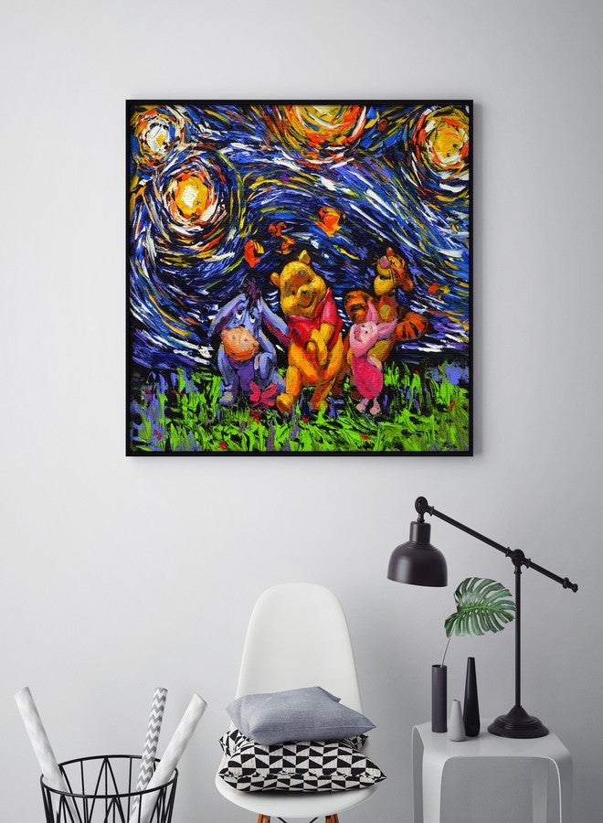 Uhomate Winnie The Pooh Winnie Pooh Inspired Vincent Van Gogh Starry Night Posters Home Canvas Wall Art Nursery Decor Living Room Wall Decor A014 (8X10) - Image 2
