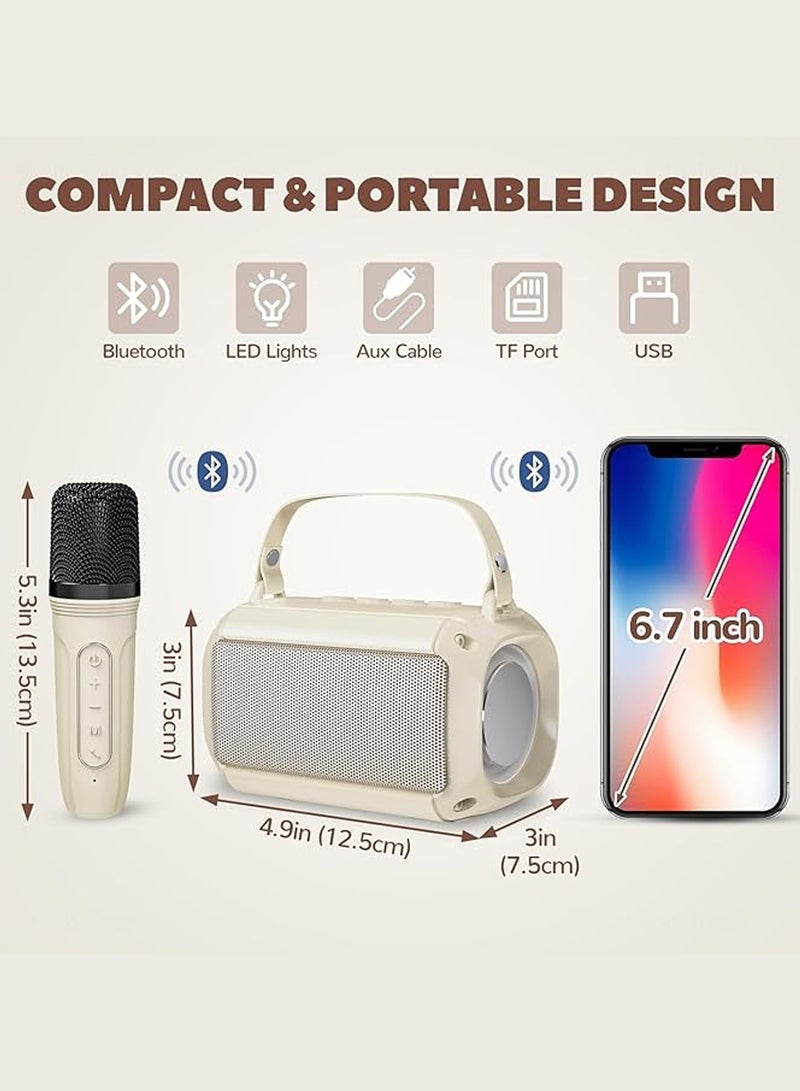 Wireless Microphone Karaoke Bluetooth – Dual Wireless Mics with DSP Noise Reduction, LED Light Speaker, 1200mAh Long Battery, Mini Portable Mic for Kids  Adults, Supports TF Card/USB/AUX – for Home, Parties, Travel (Pink, 2 Microphones) - Image 2