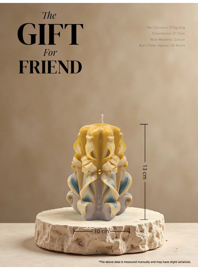 شمعة معطورة منحوتة يدوياً - هدية فريدة للعيد الميلاد، الزفاف، الذكرى السنوية والعيد | منحوتة لديكور المنزل | نسخة غير معطرة | الهدية المثالية للمرأة، الفتاة، الحبيبة، الأخت، الزوجة، الأم، لها - Image 2