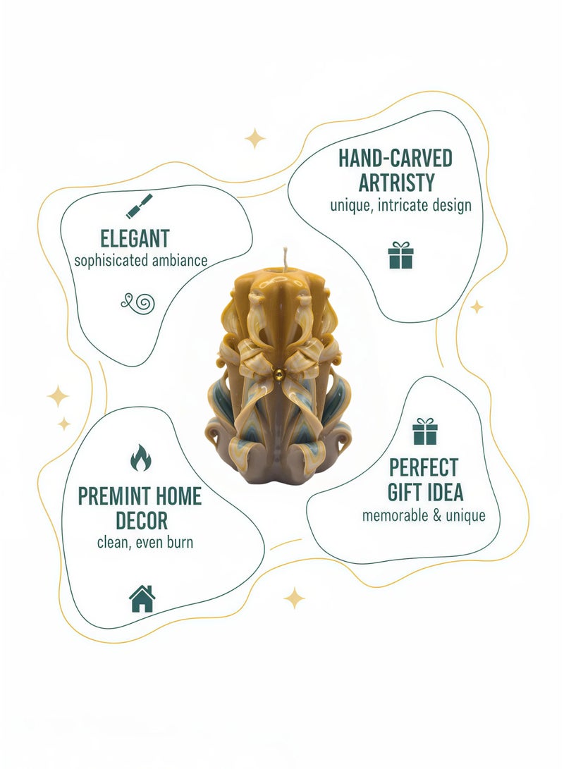 شمعة معطورة منحوتة يدوياً - هدية فريدة للعيد الميلاد، الزفاف، الذكرى السنوية والعيد | منحوتة لديكور المنزل | نسخة غير معطرة | الهدية المثالية للمرأة، الفتاة، الحبيبة، الأخت، الزوجة، الأم، لها - Image 3