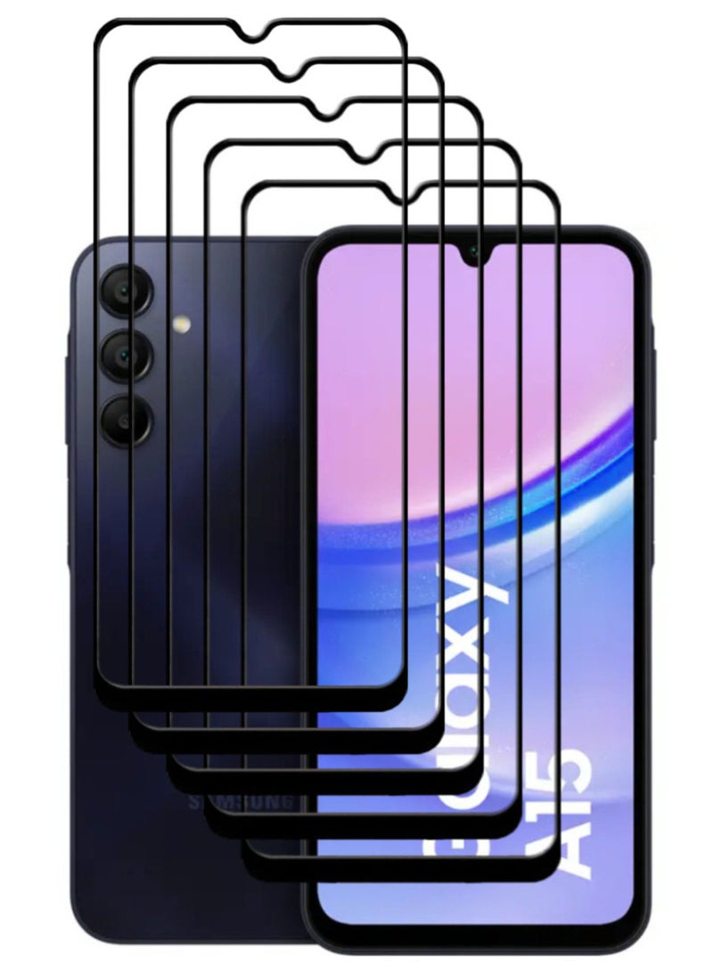 ACLIX 5 Pieces Antistatic ESD Dustproof Premium Quality High Definition Tempered Glass Screen Protector Designed For Samsung Galaxy A15 - Image 1