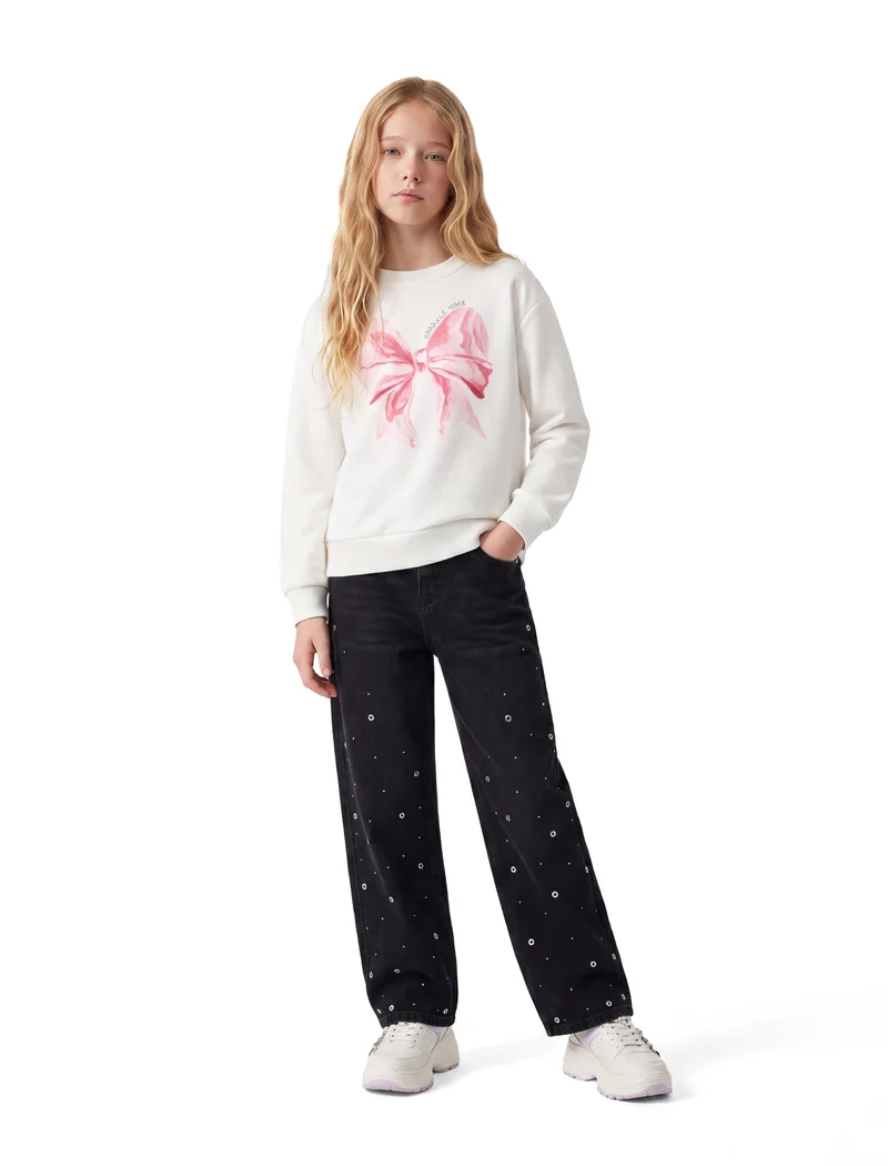 Ribbon Printed Sweatshirt