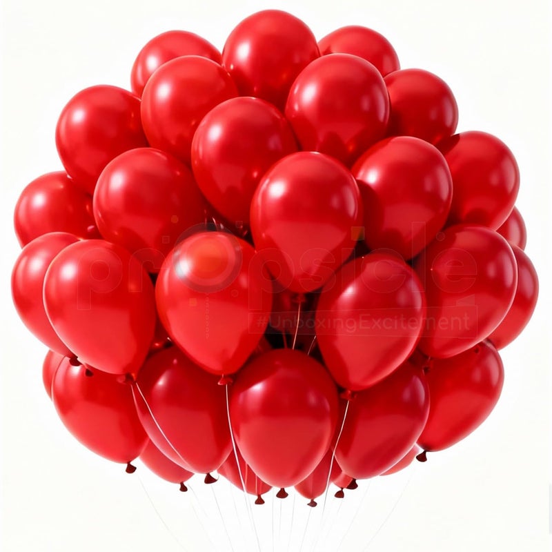 Propsicle Red Metallic Balloons for Decoration - (Pack of 50) Red Balloons for Birthday, Anniversary, Valentine, Bachelorette, Christmas, New Year, Wedding Backdrop, Balloon Arch & Party Decoration - Image 2