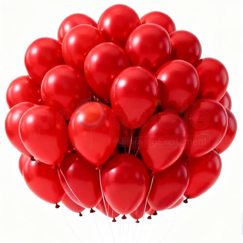 Propsicle Red Metallic Balloons for Decoration - (Pack of 50) Red Balloons for Birthday, Anniversary, Valentine, Bachelorette, Christmas, New Year, Wedding Backdrop, Balloon Arch & Party Decoration - Image 1