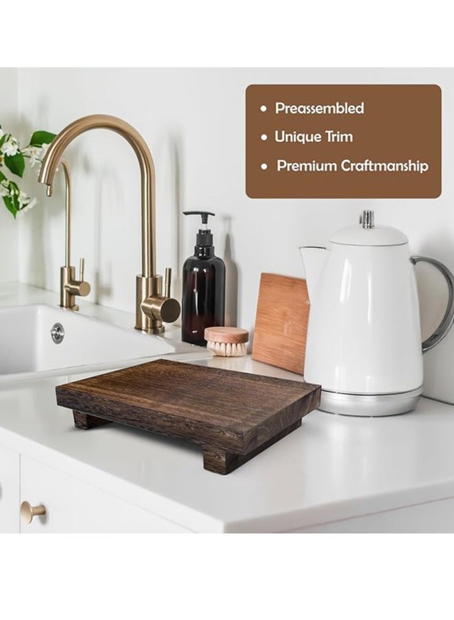 YelaJoy Wood Pedestal Soap Stand, Farmhouse Wood Riser, Soap Dish Holder/Tray Counter Decor for Bathroom Kitchen, Rustic Candle Plant Holder, Display Rectangular Decorative (Antique Walnut) - Image 3