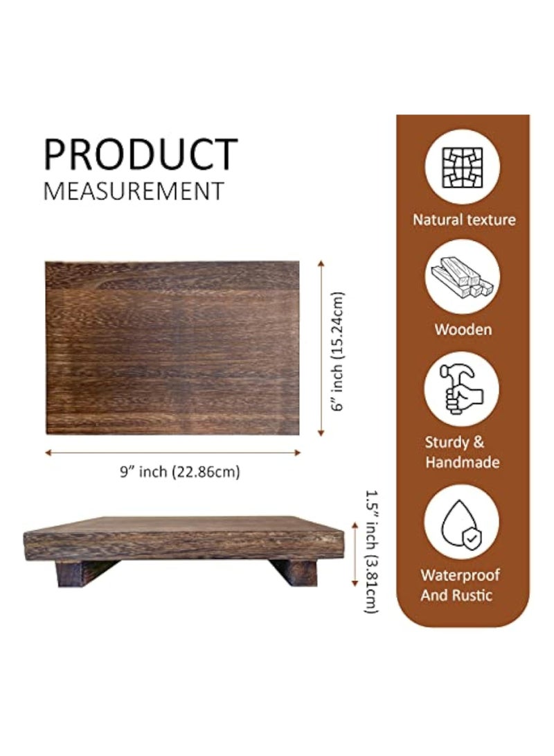 YelaJoy Wood Pedestal Soap Stand, Farmhouse Wood Riser, Soap Dish Holder/Tray Counter Decor for Bathroom Kitchen, Rustic Candle Plant Holder, Display Rectangular Decorative (Antique Walnut) - Image 2