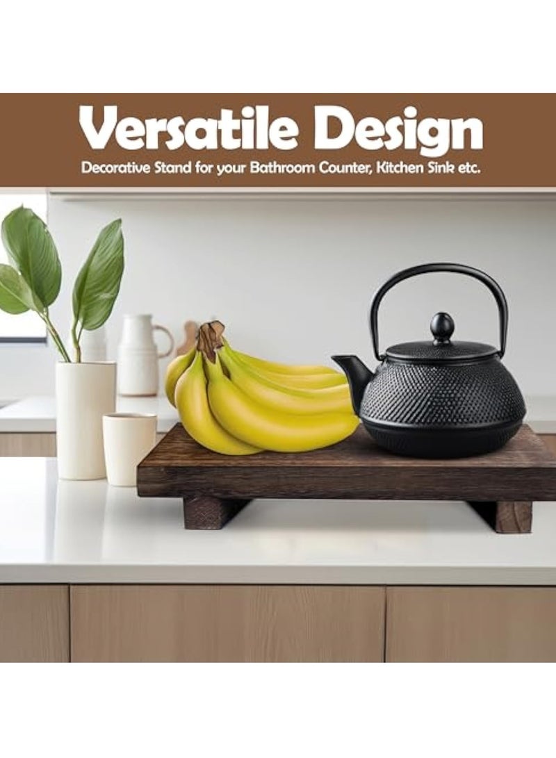 YelaJoy Wood Pedestal Soap Stand, Farmhouse Wood Riser, Soap Dish Holder/Tray Counter Decor for Bathroom Kitchen, Rustic Candle Plant Holder, Display Rectangular Decorative (Antique Walnut) - Image 5