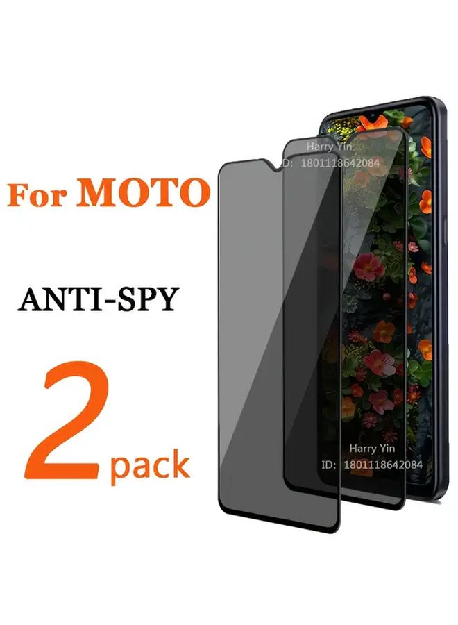 2 Pack Privacy Screen Protector for Moto G7 G8 G9 G10 Play Black Frame Limited View 9H Glass - Image 1