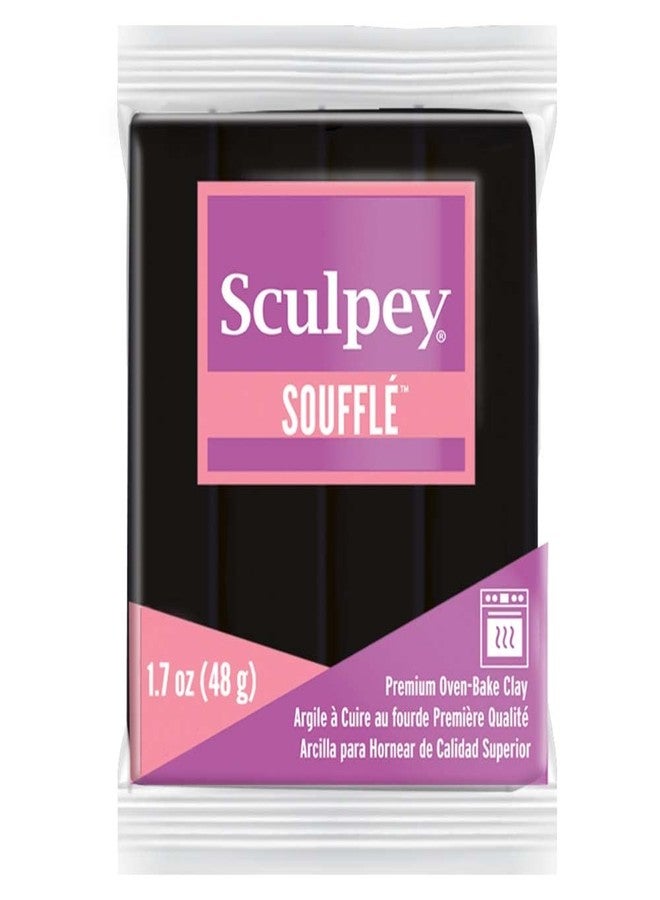 Sculpey Soufflé Polymer Oven-Bake Clay, Poppyseed Black, Non Toxic, 1.7 oz. bar,Great for jewelry making, holiday, DIY, mixed media and more! Premium light-weight oven bake clay. - Image 1