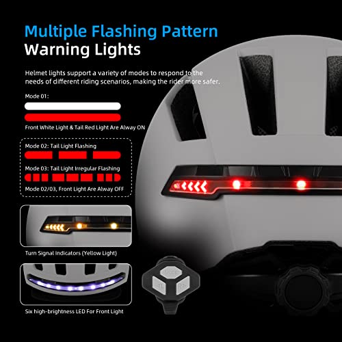 Ulip Smart Bicycle Helmet with Front Rear LED Light Detachable Visor and Lining for Adults Men Women Bike Skateboard Cycling Roller Scooter Commute While - Image 3