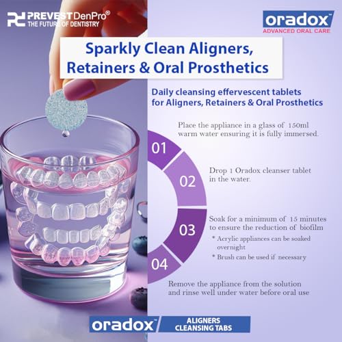 ORADOX Aligner Cleaning Tablets for Clear Aligners Braces Retainers (30 Tablets) | Effervescent Cleanser Stain Odor Removal Biofilm Control Daily Oral Hygiene - Image 5