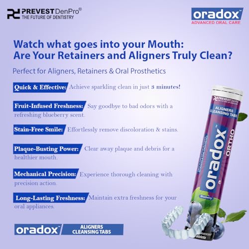 ORADOX Aligner Cleaning Tablets for Clear Aligners Braces Retainers (30 Tablets) | Effervescent Cleanser Stain Odor Removal Biofilm Control Daily Oral Hygiene - Image 3