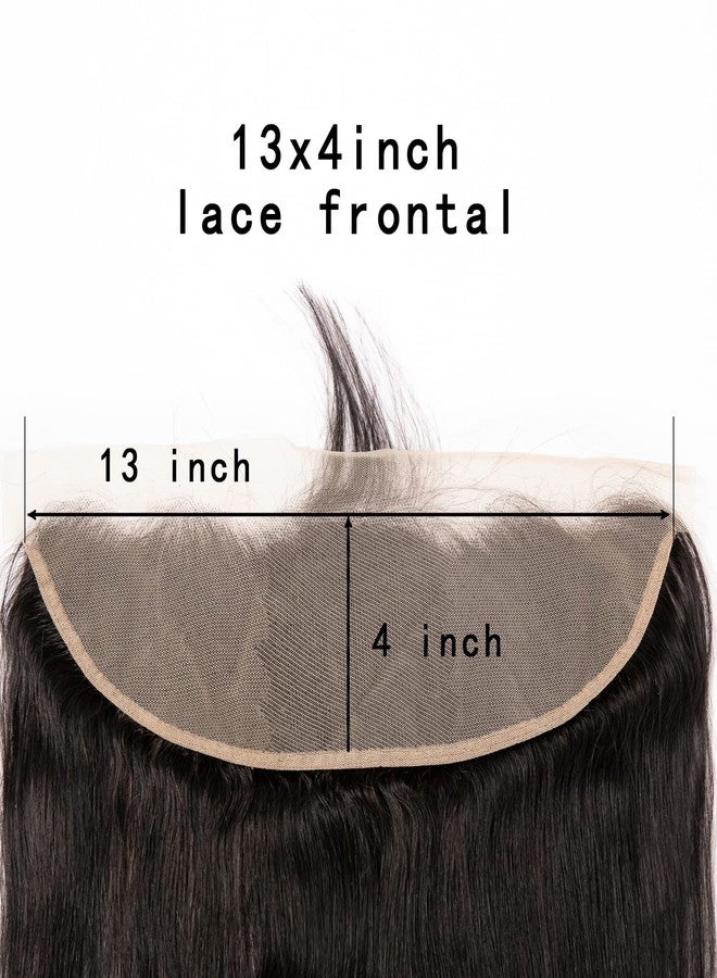 coloryoung 13x4 Ear to Ear Transparent Lace Frontal Closure Brazilian Virgin Human Hair Frontal 150% Density Hand Tied Swiss Lace Full Lace Frontal Closures Bleached Knots Natural Black(14 Inch) - Image 3