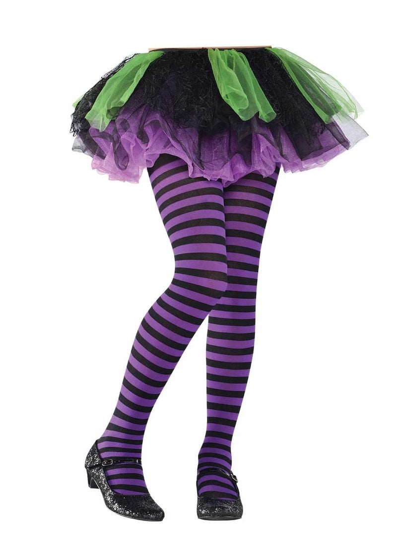 Amscan جوارب ضيقة للأطفال باللونين الأرجواني والأسود مخططة