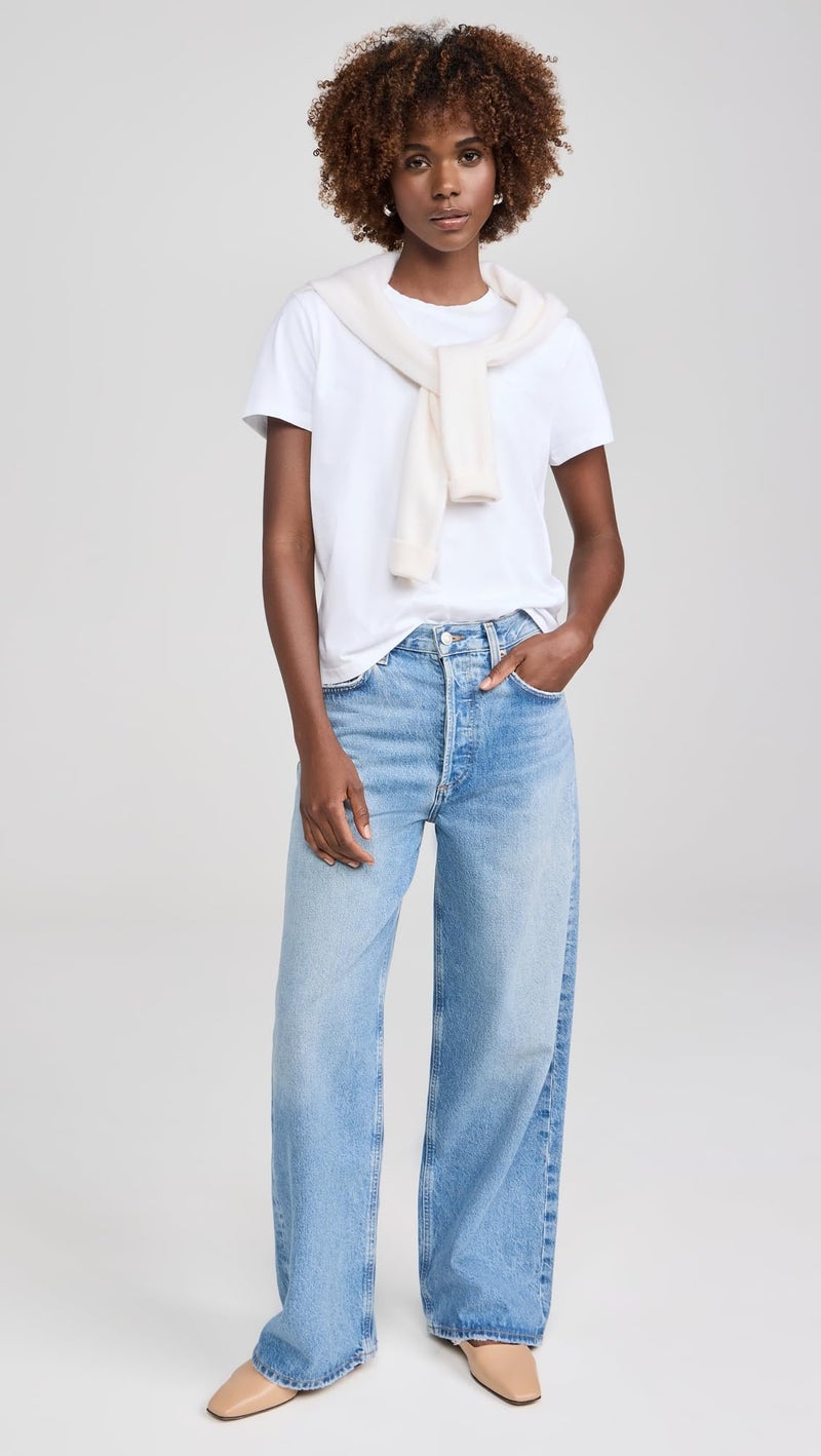 Made Well Madewell Women's The Perfect Crewneck Tee in Allday Jersey, Eyelet White, M - Image 5