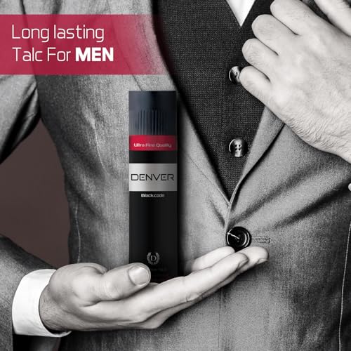 DENVER Black Code Cologne Talc - 100GM Each (Pack of 4) | Scented Talc for Men - Image 3
