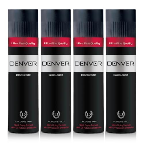 DENVER Black Code Cologne Talc - 100GM Each (Pack of 4) | Scented Talc for Men - Image 1