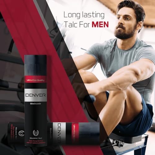 DENVER Black Code Cologne Talc - 100GM Each (Pack of 4) | Scented Talc for Men - Image 2