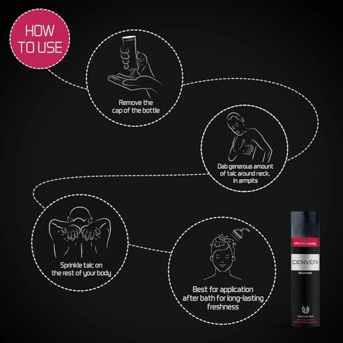 DENVER Black Code Cologne Talc - 100GM Each (Pack of 4) | Scented Talc for Men - Image 4
