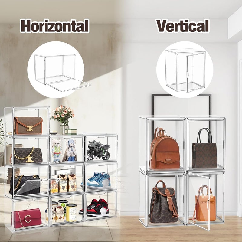 DAYOOH 1 Pcs Super Large Acrylic Display Case Purse Handbag Storage Organizer for Closet Clear Stackable Bag Boot Shoe Boxes with Magnetic Door - Image 4