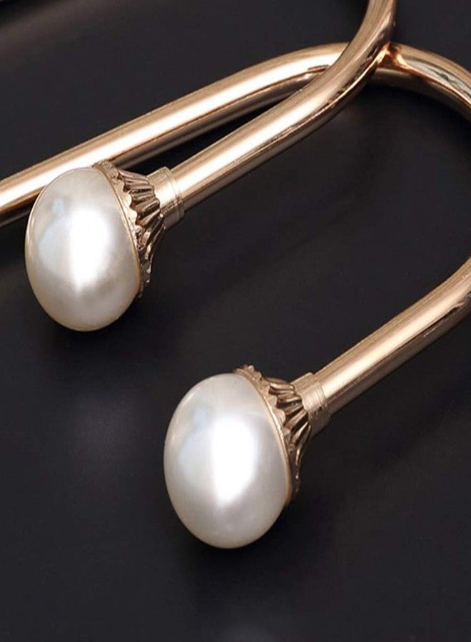 Coolnice 2 Pack Curtain Holdbacks Wall Mounted Curtain Tiebacks Hooks Plastic Pearl U Shape Curtain Tiebacks with Screws Curtain Ties for Home Office-Gold - Image 5