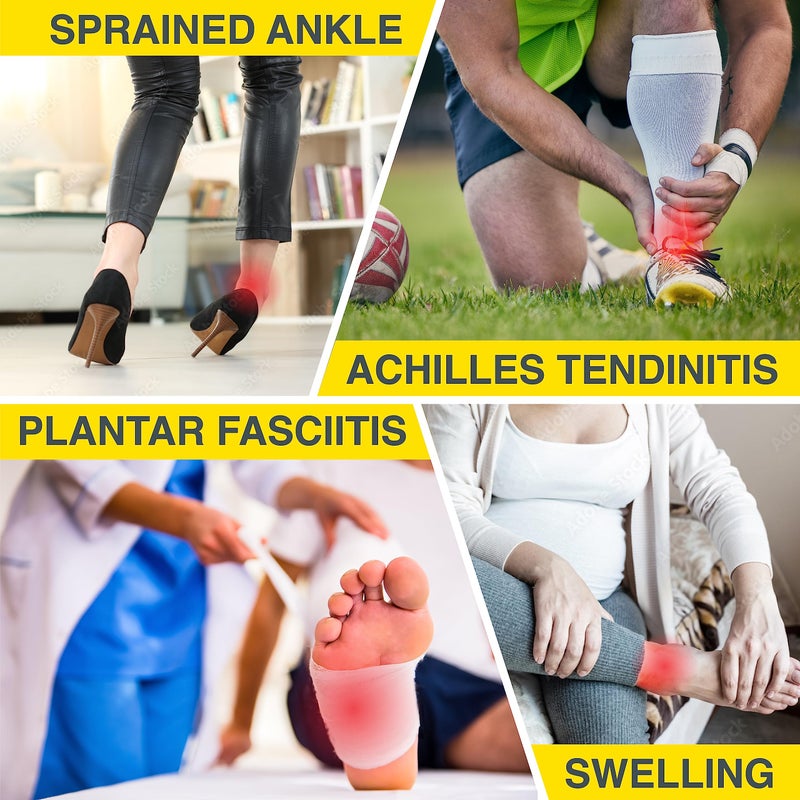 Bracoo 2 Pack Ankle Brace Compression Sleeve for Women & Men, Adjustable Ankle Support Strap for Sprained, Plantar Fasciitis, Pain Relief, Injury Recovery, Running, Workout, GYM, FS60 - Image 3