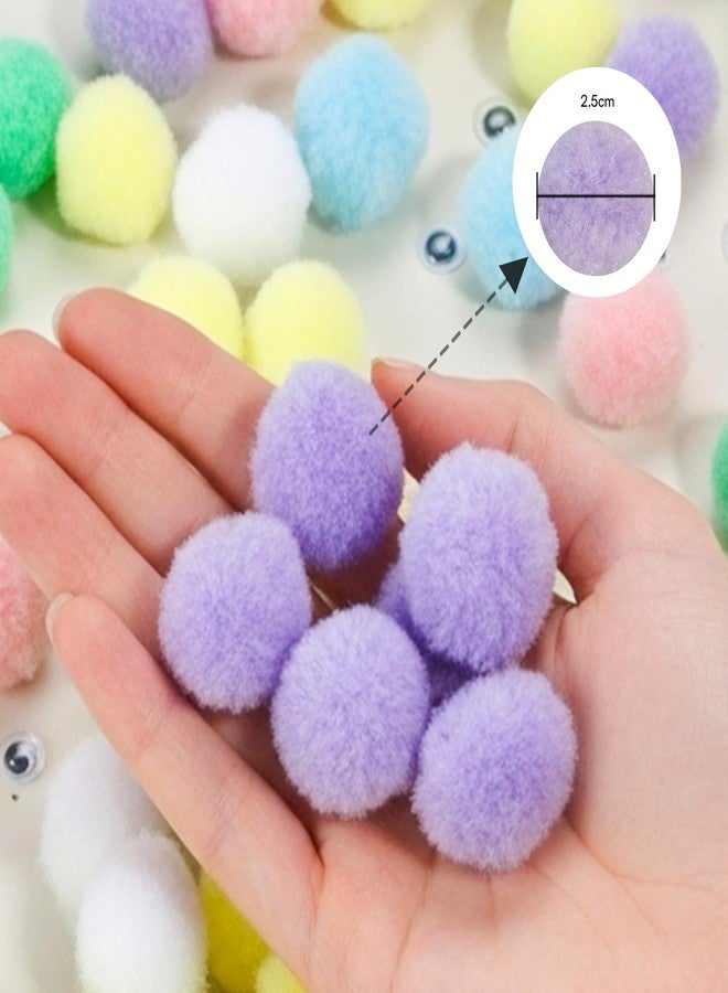 Caydo [400 pcs] - 300 Pieces 1 Inch Macaroon Pompoms with 100pieces Wiggle Eyes Multicolor Arts and Crafts Pom Poms Balls for Kids DIY Art Creative Crafts Decorations - Image 3