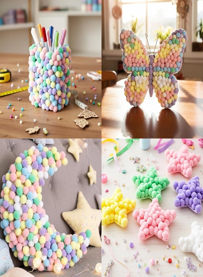 Caydo [400 pcs] - 300 Pieces 1 Inch Macaroon Pompoms with 100pieces Wiggle Eyes Multicolor Arts and Crafts Pom Poms Balls for Kids DIY Art Creative Crafts Decorations - Image 5