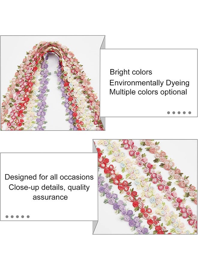 GIFT 5 Colors Flower Trim Ribbon Floral DIY Lace Applique Sewing Craft Rose Lace Edge Trim Decorating Embroidered Polyester for Wedding Dresses Embellishment DIY Party Decor Clothes, 5 Yards - Image 4