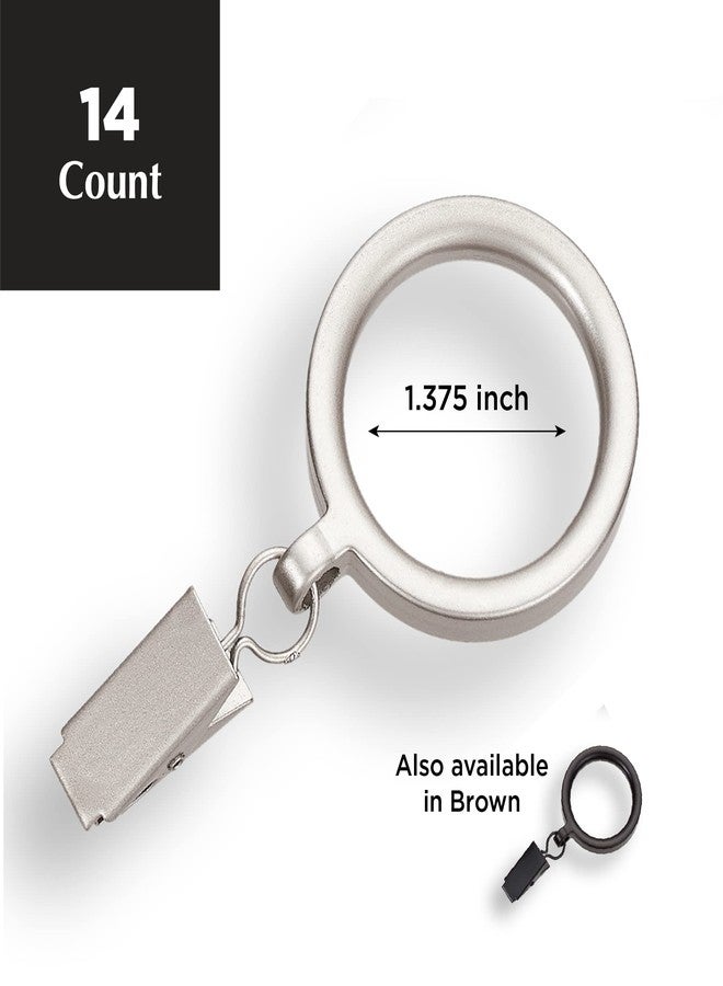 مود مجموعة حلقات ستائر MODE الخارجية، طقم من 14 مشبك ستائر مع حلقات، حلقات راتنجية مع مشابك للستائر، تناسب قضبان ستائر MODE الخارجية، 1 3/8 بوصة، نيكل - Image 2