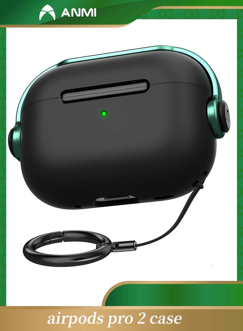 Anmi AirPods Pro 2 2nd Generation Case Cover, Creative Musician Headset Secure Lock Design Protective Case with Keychain Compatible with Airpods Pro 2 2022  for Women Men, Green - Image 1