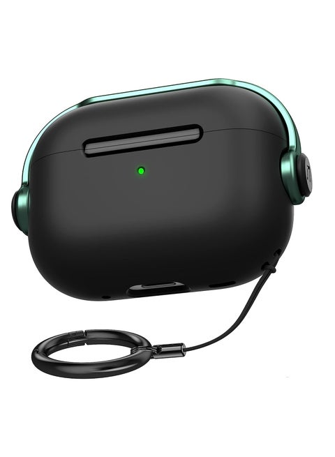 AirPods Pro 2 2nd Generation Case Cover, Creative Musician Headset Secure Lock Design Protective Case with Keychain Compatible with Airpods Pro 2 2022  for Women Men, Green
