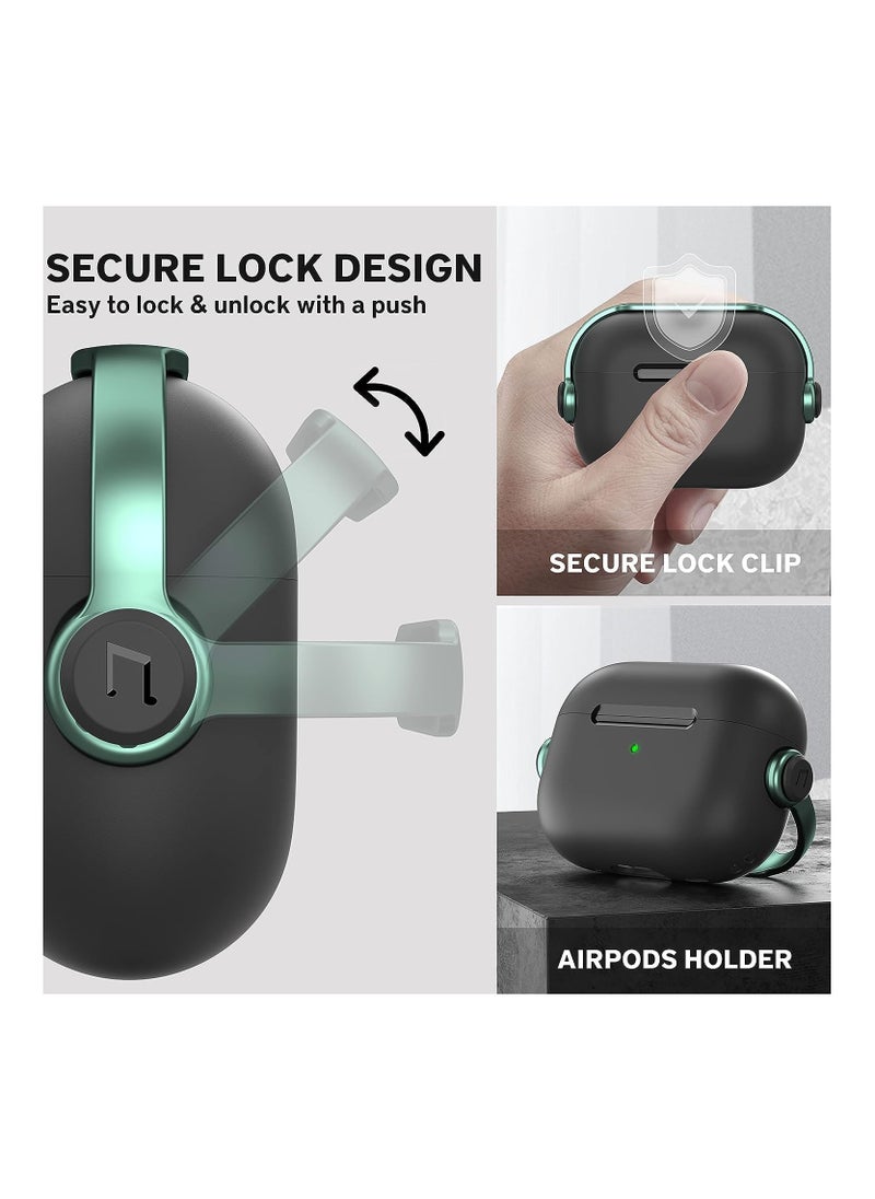 Anmi AirPods Pro 2 2nd Generation Case Cover, Creative Musician Headset Secure Lock Design Protective Case with Keychain Compatible with Airpods Pro 2 2022  for Women Men, Green  - Image 2
