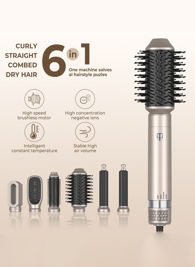 Joshberg 6 in 1 Hair Styler Brush & Hair Dryer, Hair Curler,Hot Air Brush Set,1000W/60000 RPM High Speed Multi Styler Hair Straightener,Automatic Curling hair for Fast Drying Curling Volumizing Straightening - Image 2