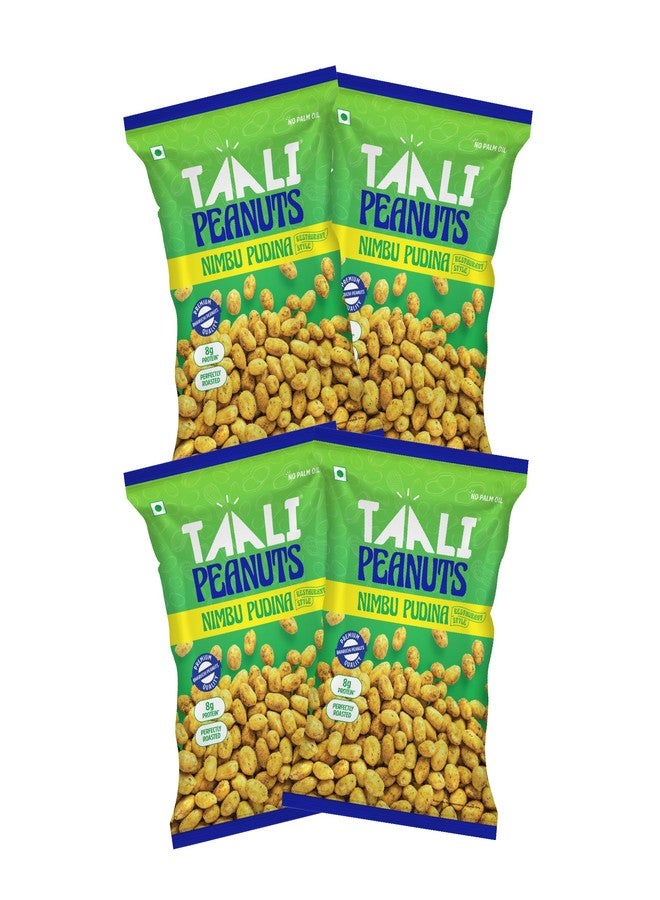 Taali Roasted Peanuts - Nimboo Pudina |Crunchy Healthy Snacks | No Trans Fat, Gluten free, Roasted Not Fried (Pack of 4 x 140 gms)(weight may vary) - Image 1