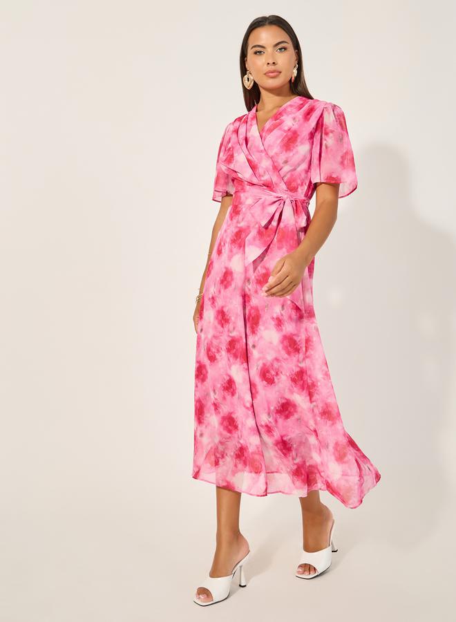 Styli Floral Print Wrap Dress - Image 1