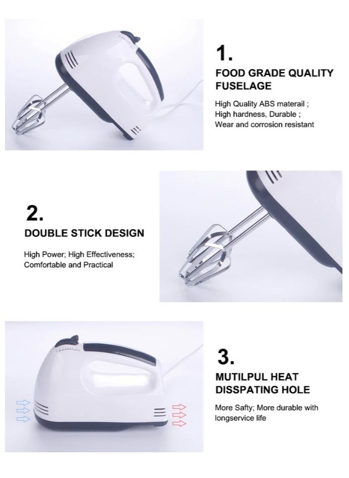 Denx Hand Blender 7 Speeds 260 Watts With An Ergonomic Handle That Fits Perfectly In The Palm Of The Hand White Color  - Image 4