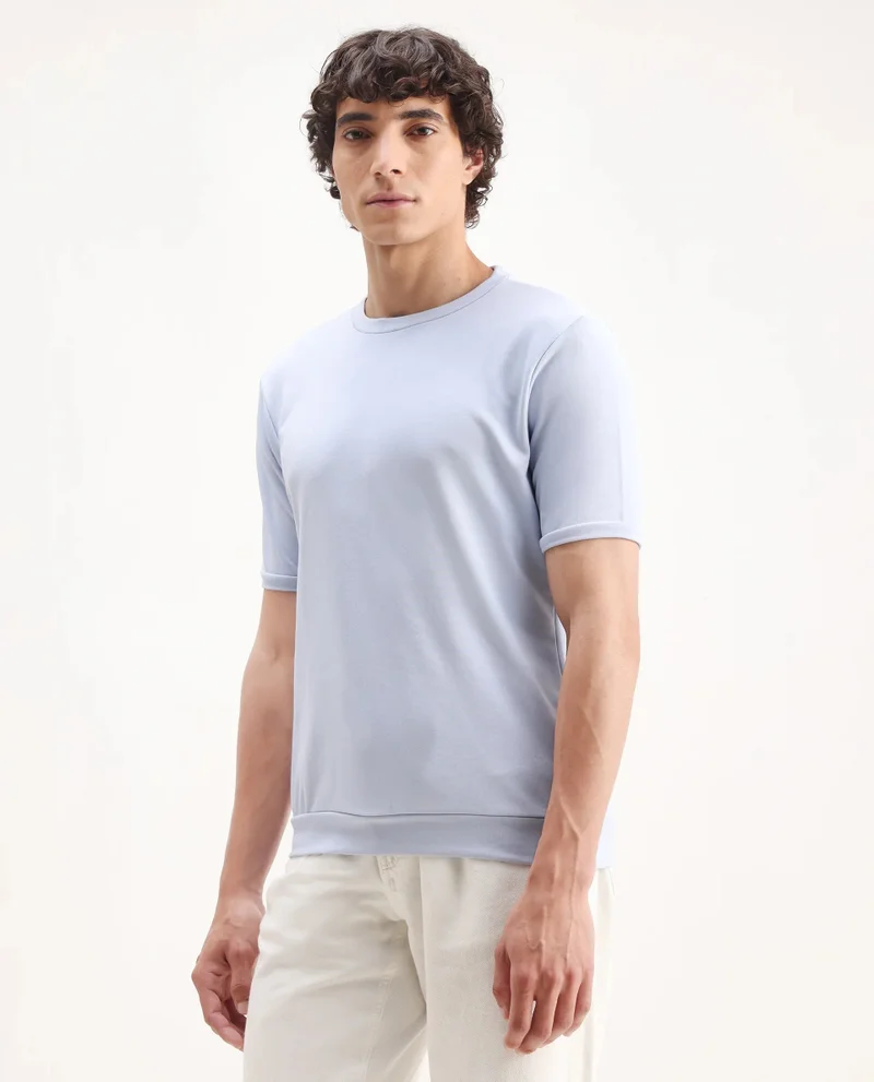 Rare Rabbit Men's Embroidered Back Oversized T-Shirt