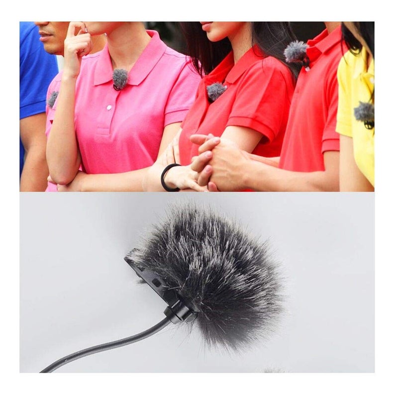 BornFeel Lavalier Wind Muff 2 Pack Lapel Microphone Wind Muff 0.2/0.4 Inch Furry Lav Windscreen Windproof Wind Screen (0.4inch, Black/White) - Image 5