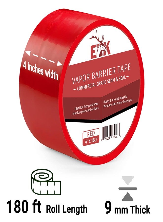 إلك شريط ELK لحاجز البخار - 4 بوصات × 180 قدمًا - شريط درز من البولي إيثيلين بسمك 7 مم - درزات ومانعات رطوبة لتغليف المساحات الزاحفة أو شريط بحري مقاوم للماء - أحمر - Image 4